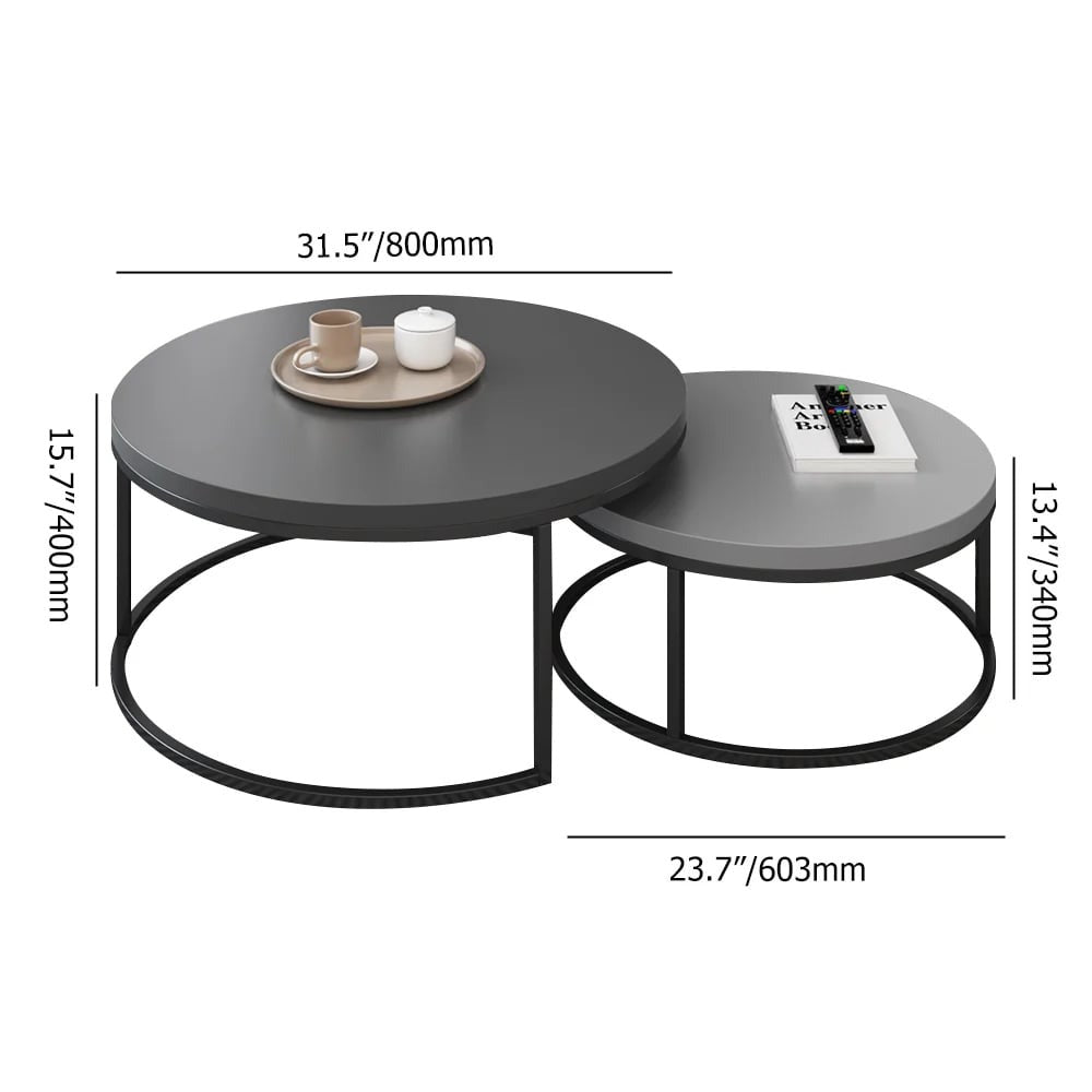 Steel Round Nesting Coffee Table 80x40 cm l 60x34 cm