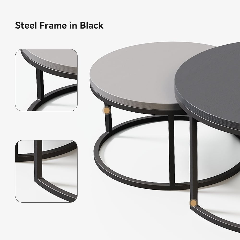 Steel Round Nesting Coffee Table 80x40 cm l 60x34 cm