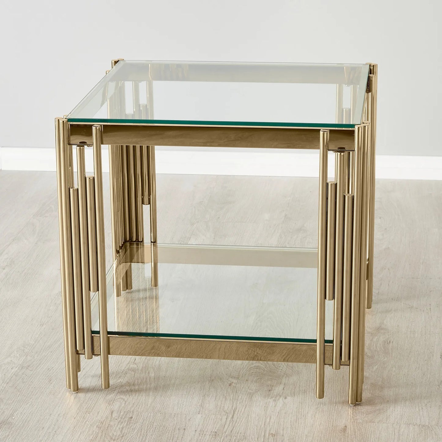 Stainless Steel and Glass Side Table Gold 55x55x55 cm