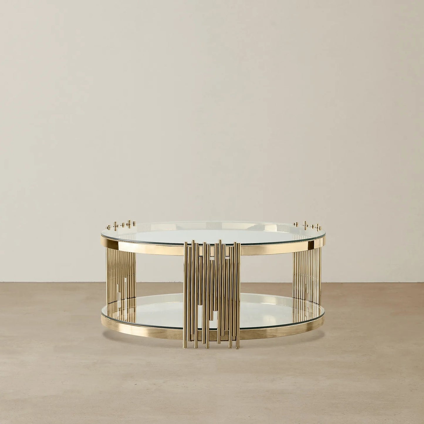 Stainless Steel and Glass Coffee Table Gold 102x46 cm