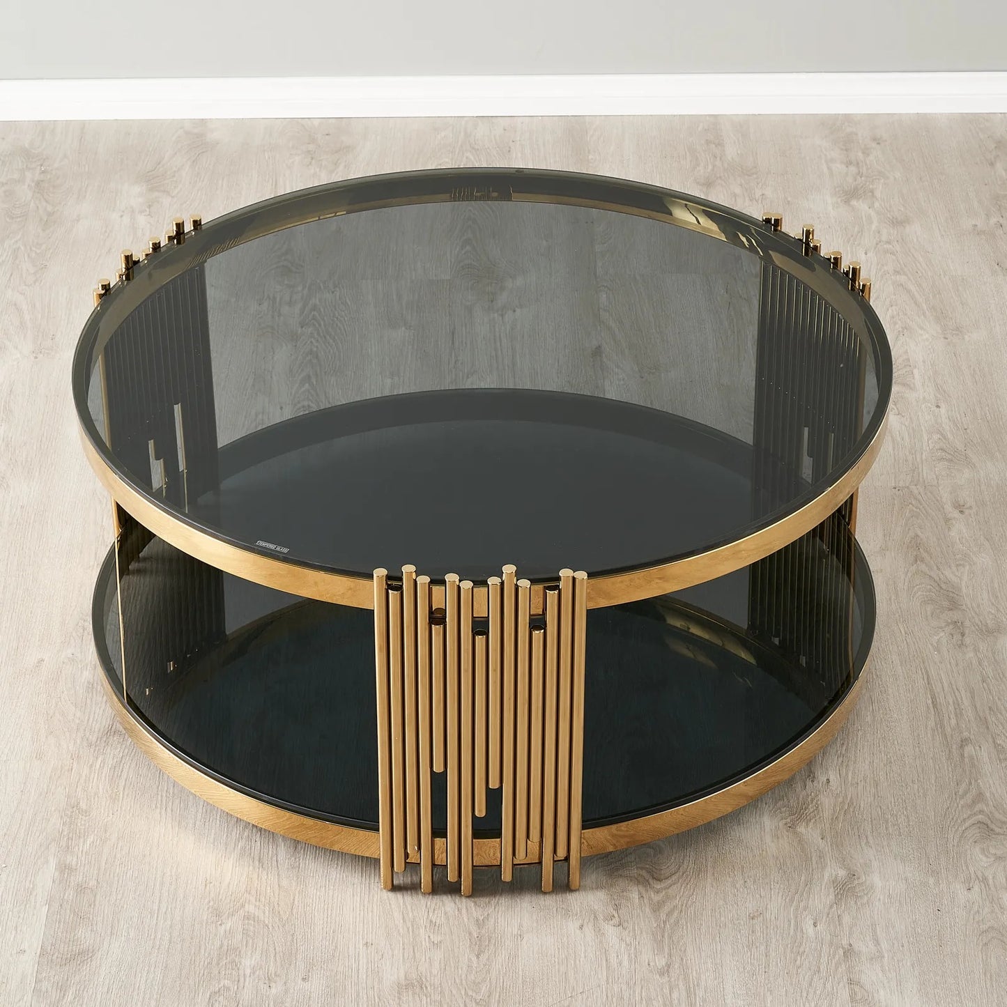 Stainless Steel and Glass Coffee Table Gold 102x46 cm
