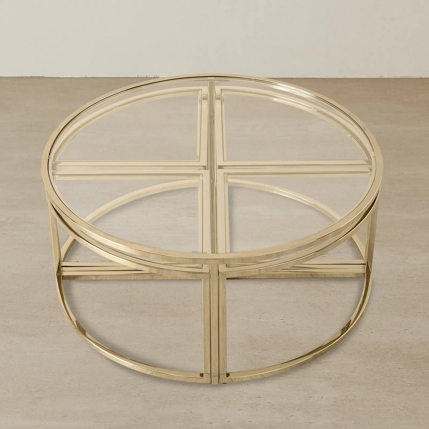 Stainless Steel and Glass Nesting Coffee Table Gold 100x45 cm