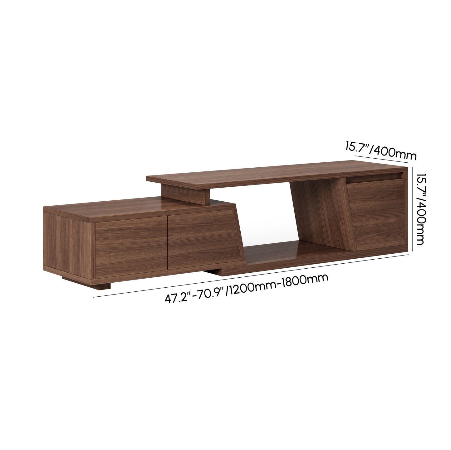 Modern Grey and White Extendable Tv Table with 3 Drawers