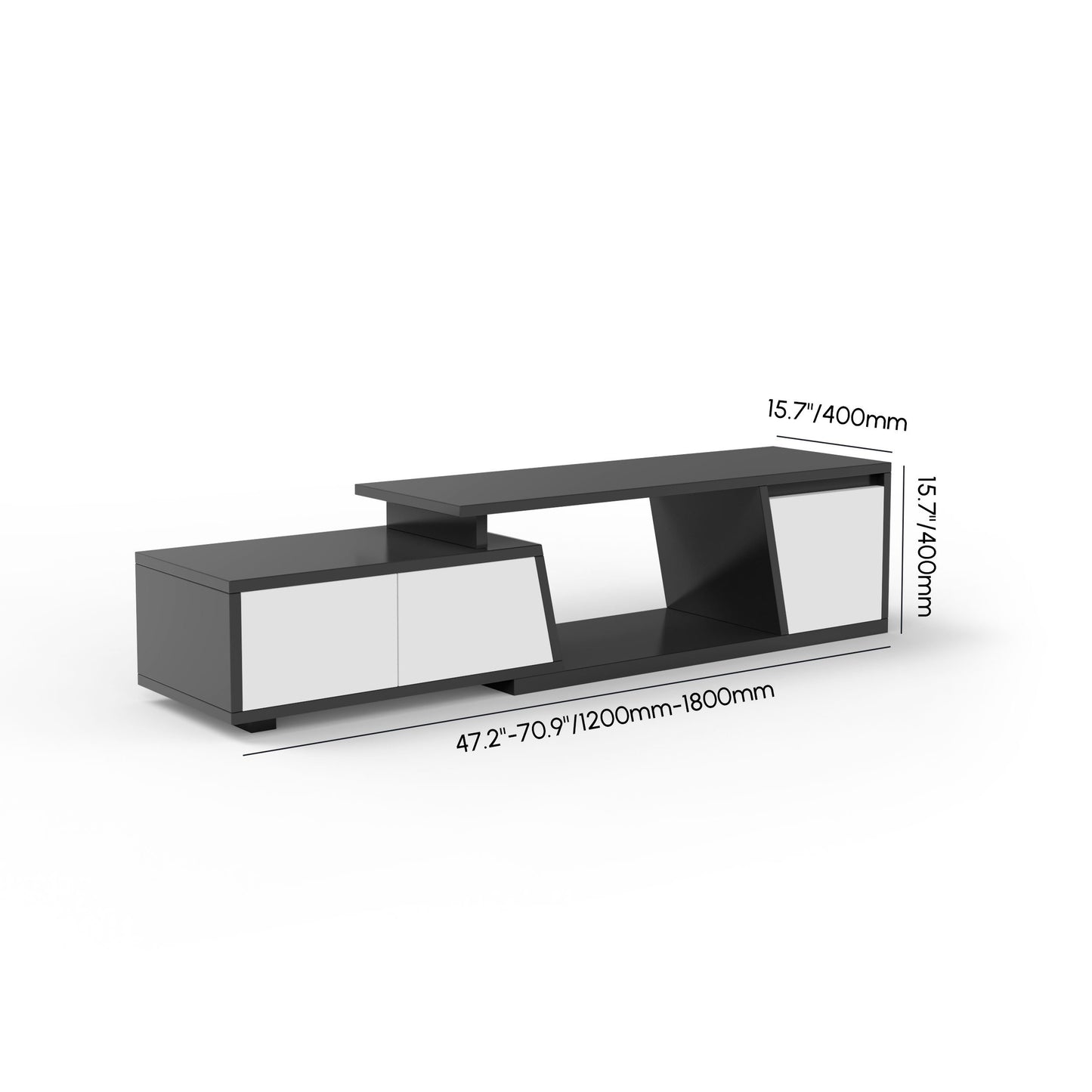 Modern Grey and White Extendable Tv Table with 3 Drawers
