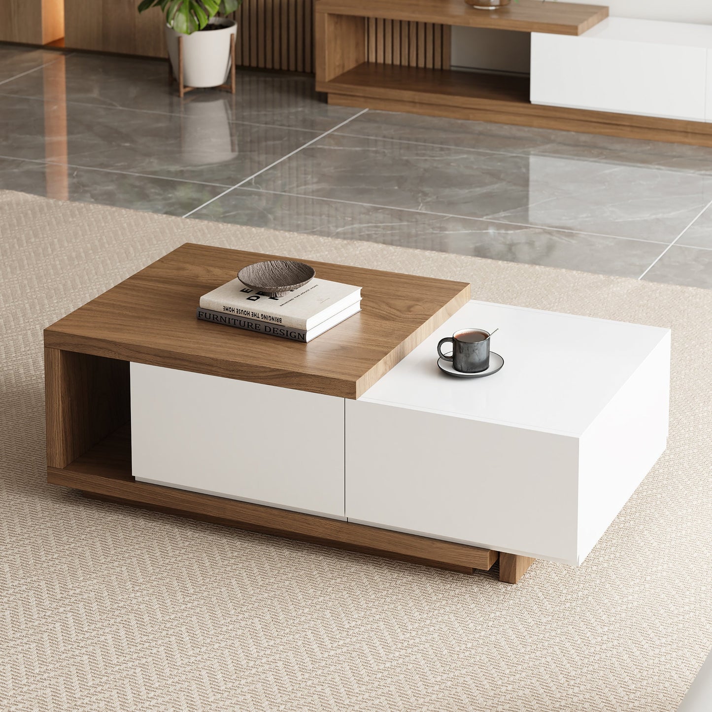 Modern ExtendableTV Table & Coffee Table - 2 Pieces - Set