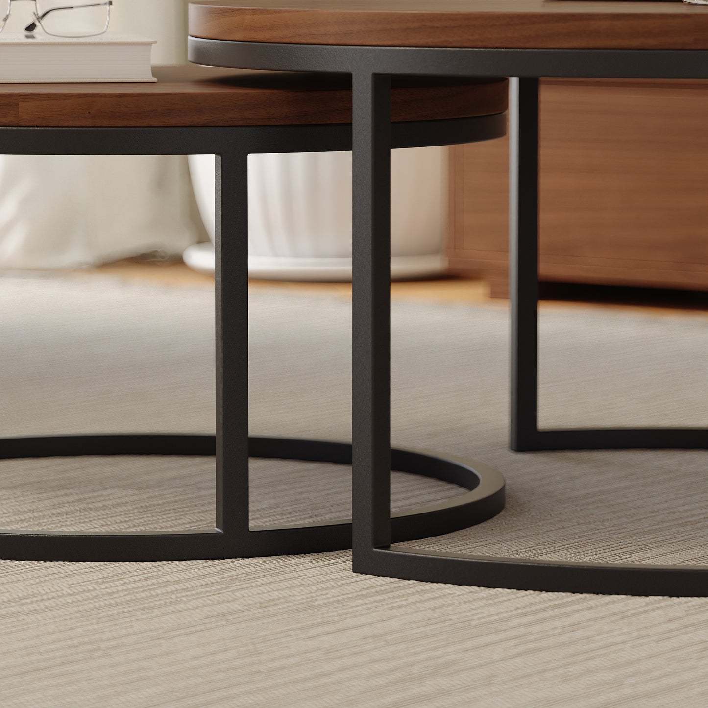 Steel Round Nesting Coffee Table 80x40 cm l 60x34 cm