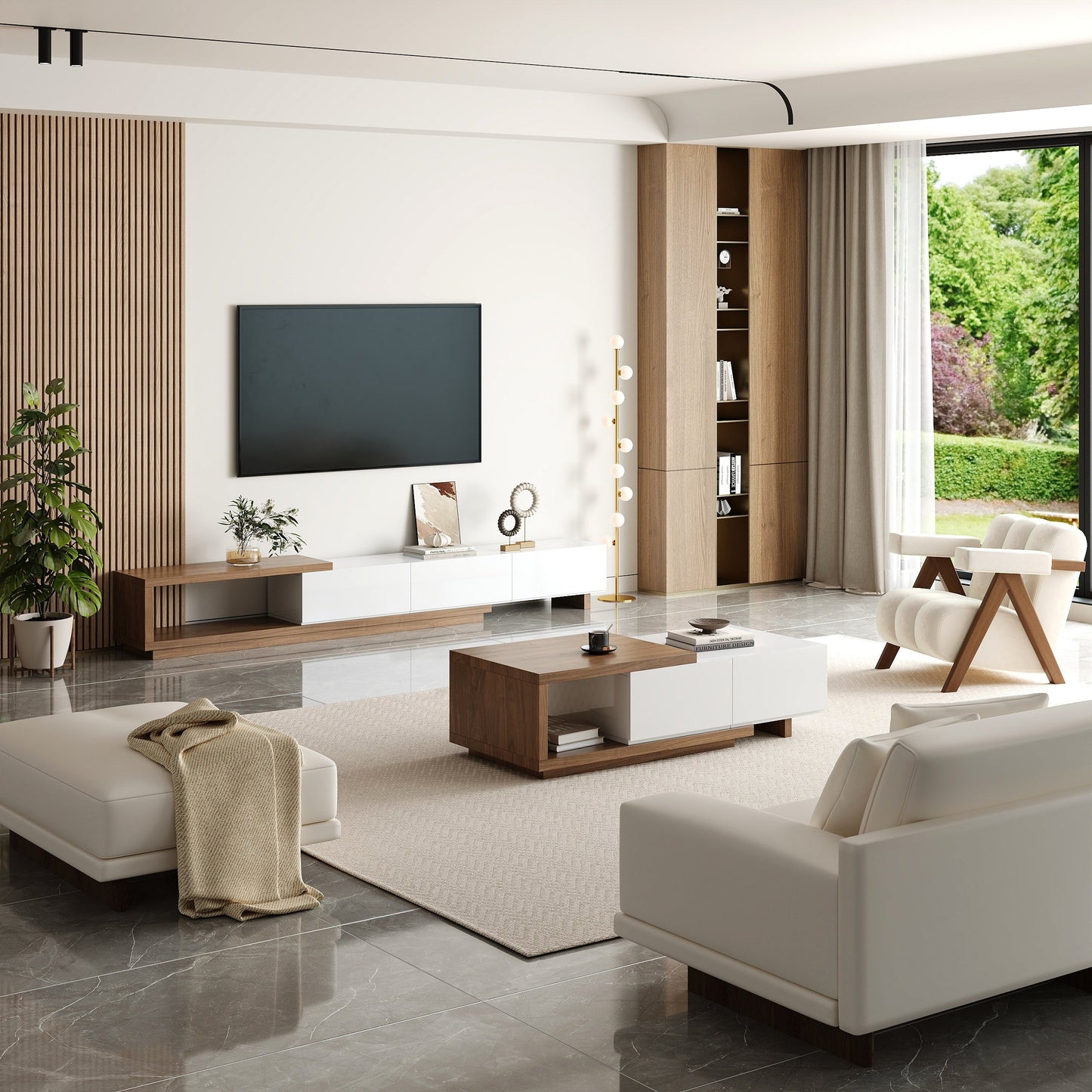 Modern ExtendableTV Table & Coffee Table - 2 Pieces - Set