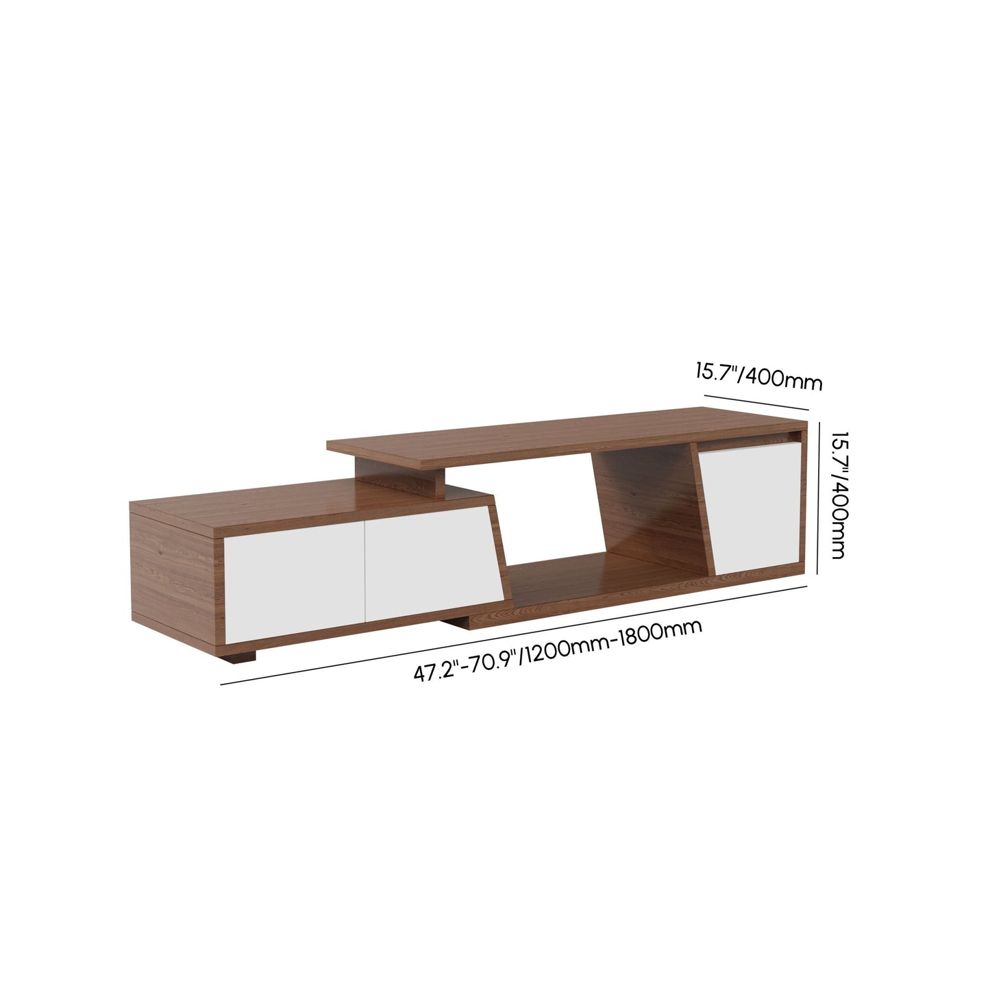 Modern Grey and White Extendable Tv Table with 3 Drawers