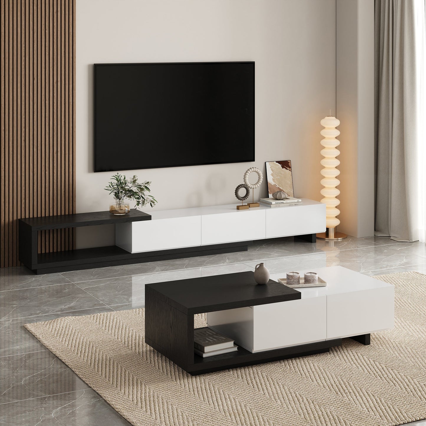 Modern ExtendableTV Table & Coffee Table - 2 Pieces - Set