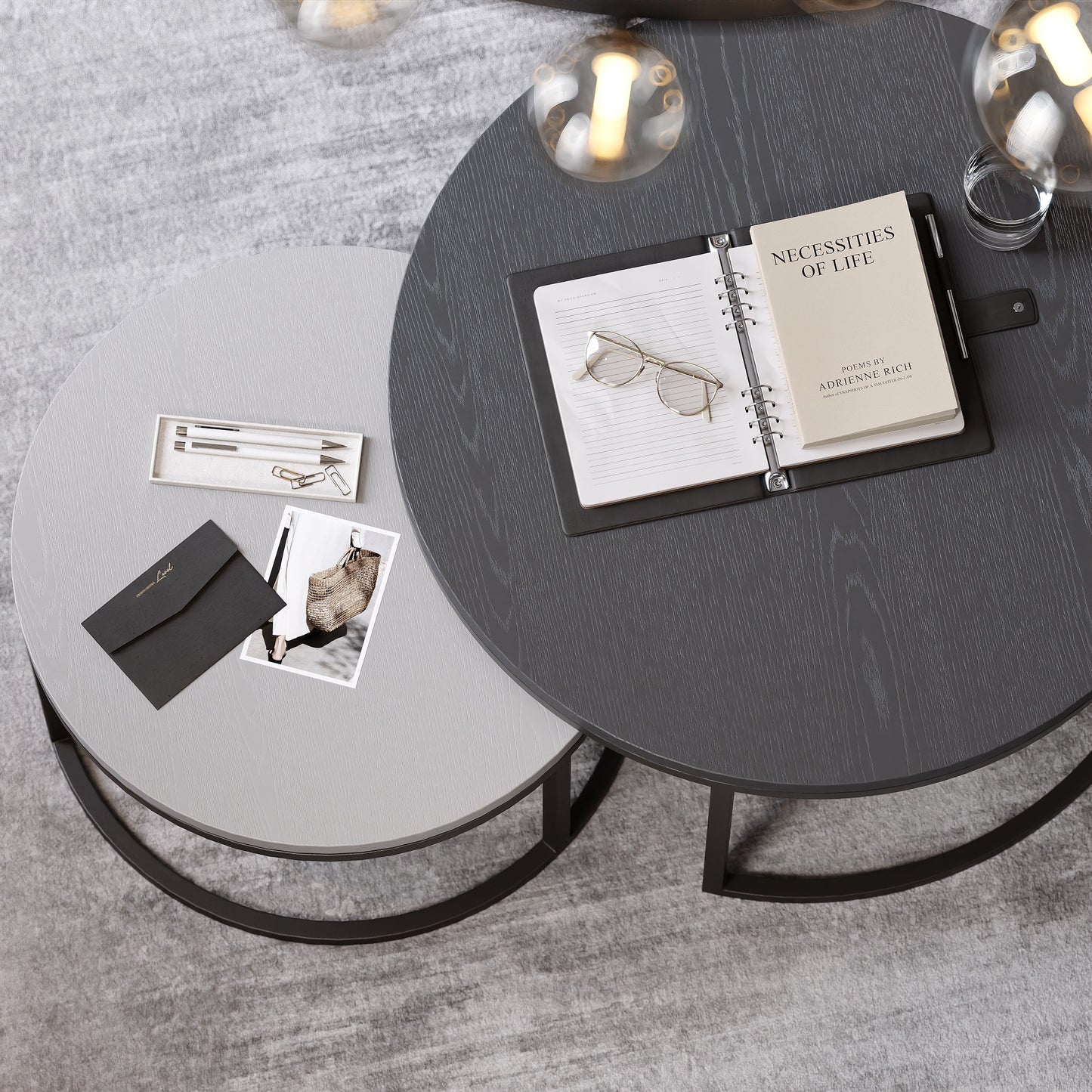 Steel Round Nesting Coffee Table 80x40 cm l 60x34 cm