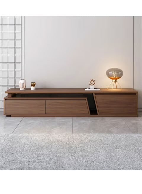 Modern Walnut Extendable Tv Table with 3 Drawers