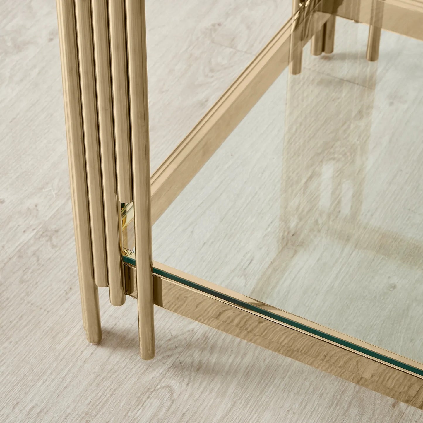 Stainless Steel and Glass Side Table Gold 55x55x55 cm