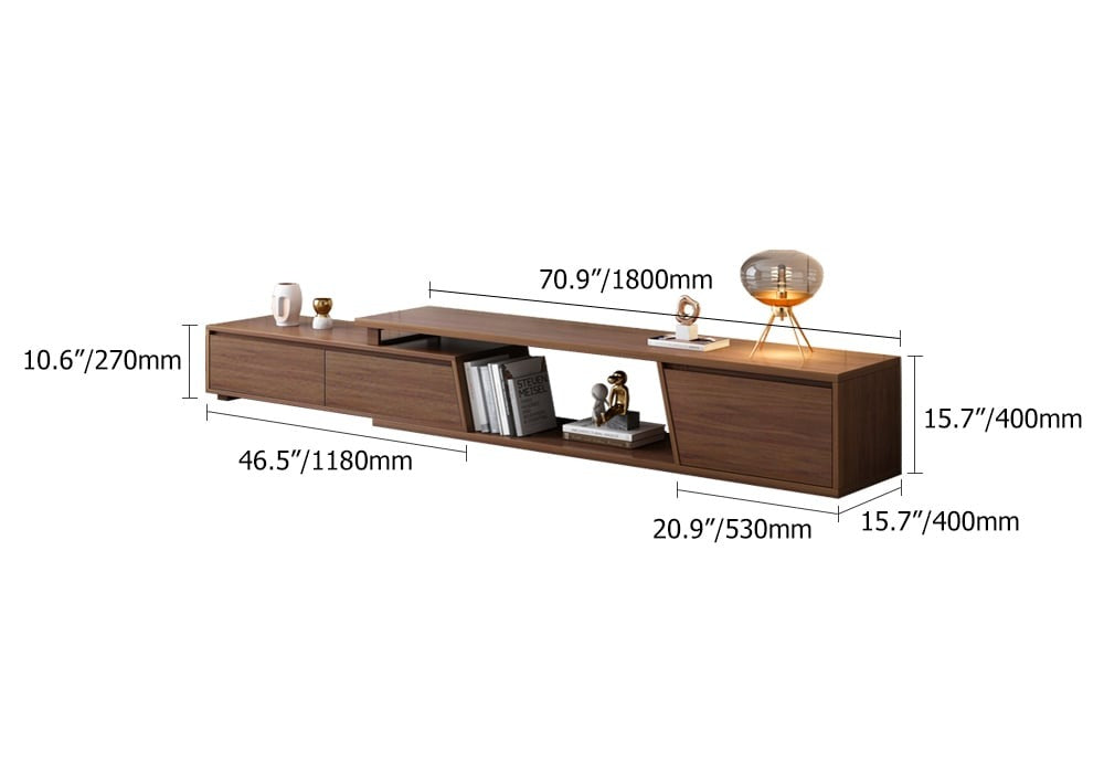 Modern Grey and White Extendable Tv Table with 3 Drawers
