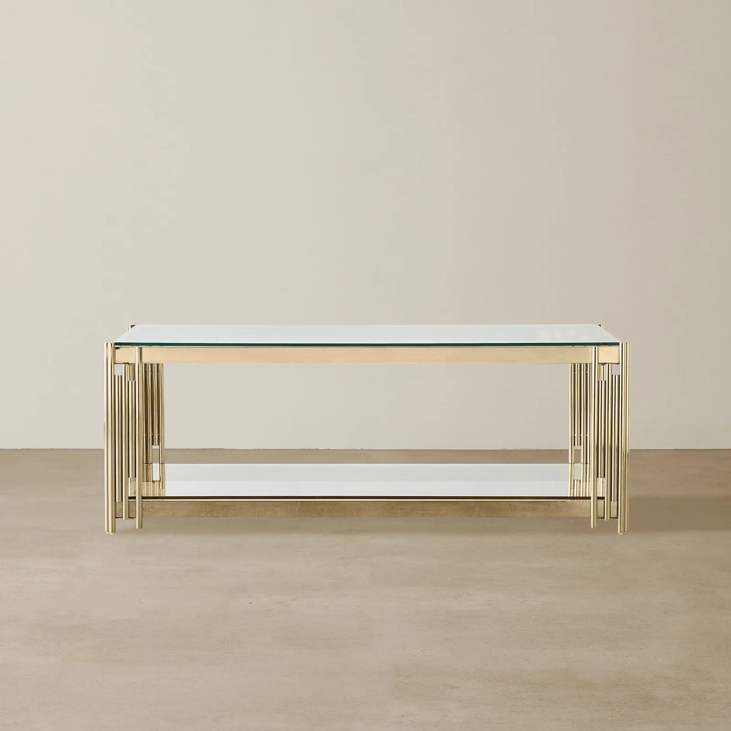 Stainless Steel and Glass Coffee Table Gold 120x60x45 cm