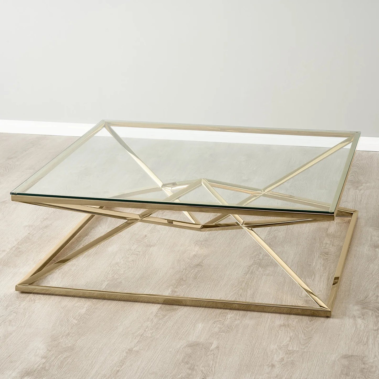 Stainless Steel and Glass Coffee Table Gold 107x35 cm