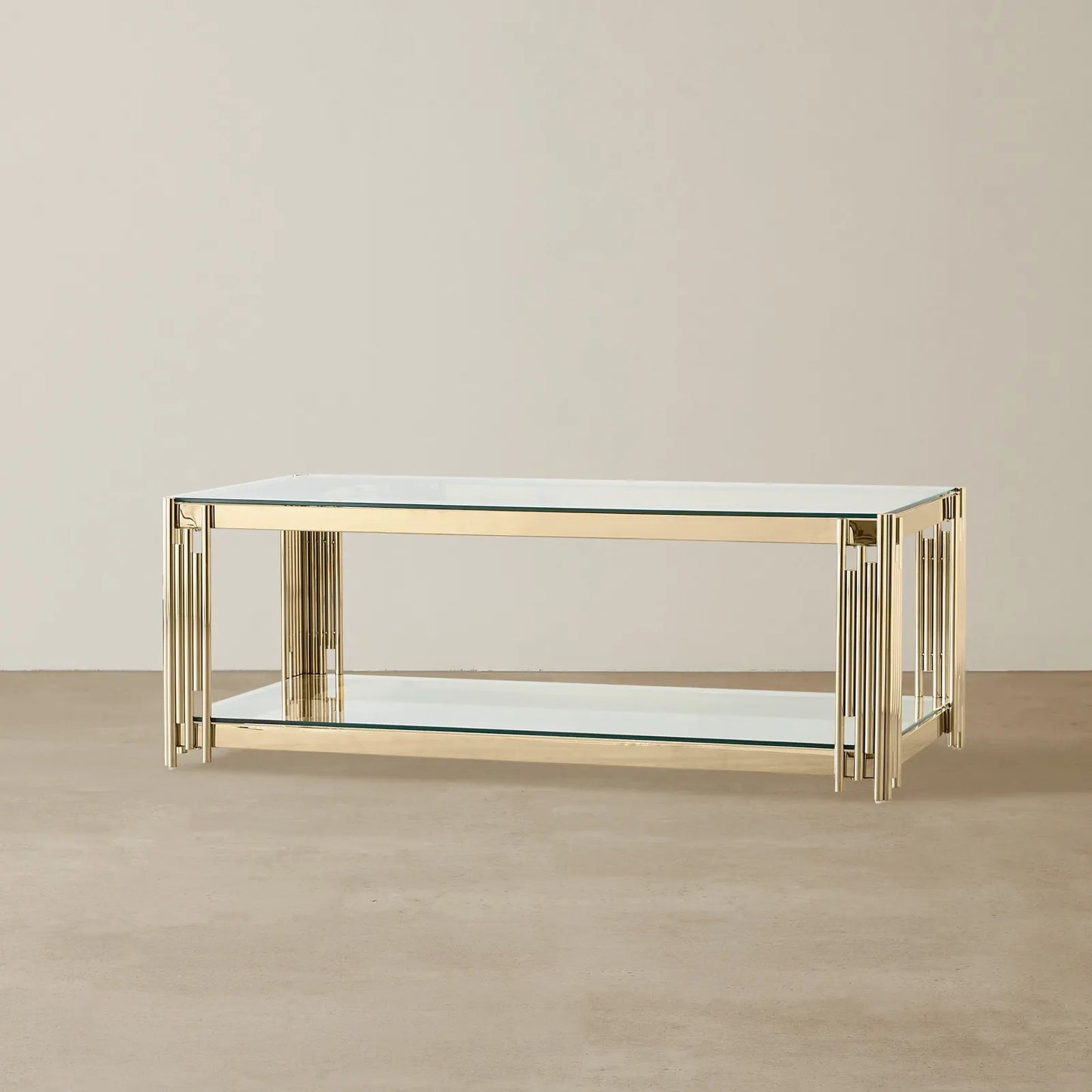 Stainless Steel and Glass Coffee Table Gold 120x60x45 cm