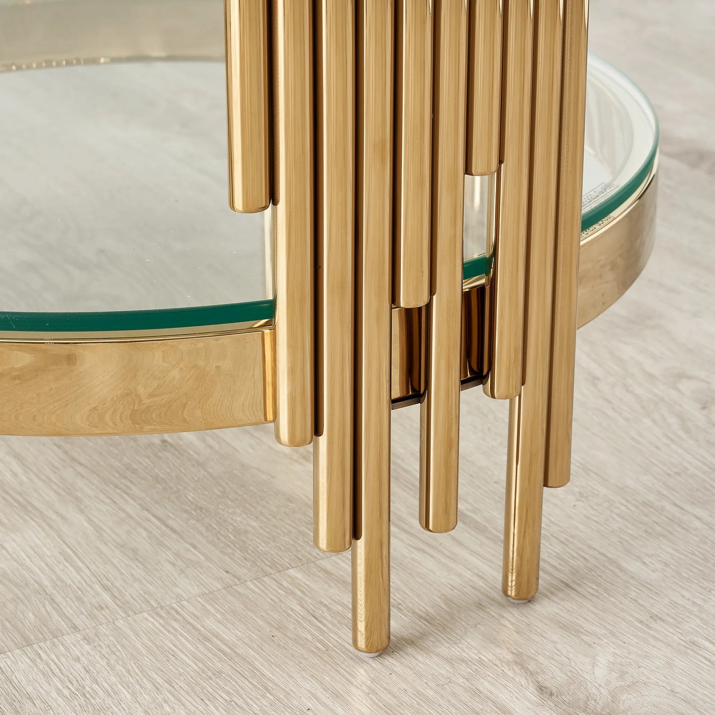 Stainless Steel and Glass Side Table Gold 50x55 cm