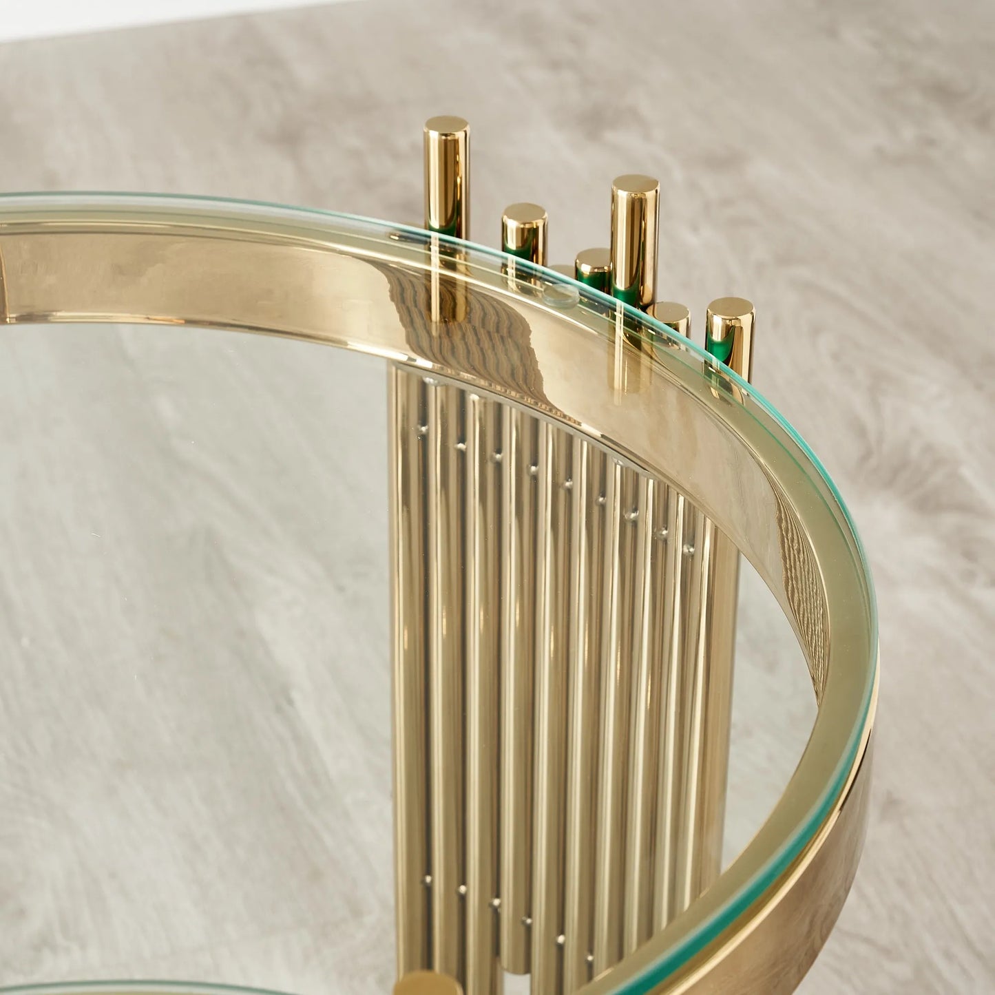 Stainless Steel and Glass Side Table Gold 50x55 cm
