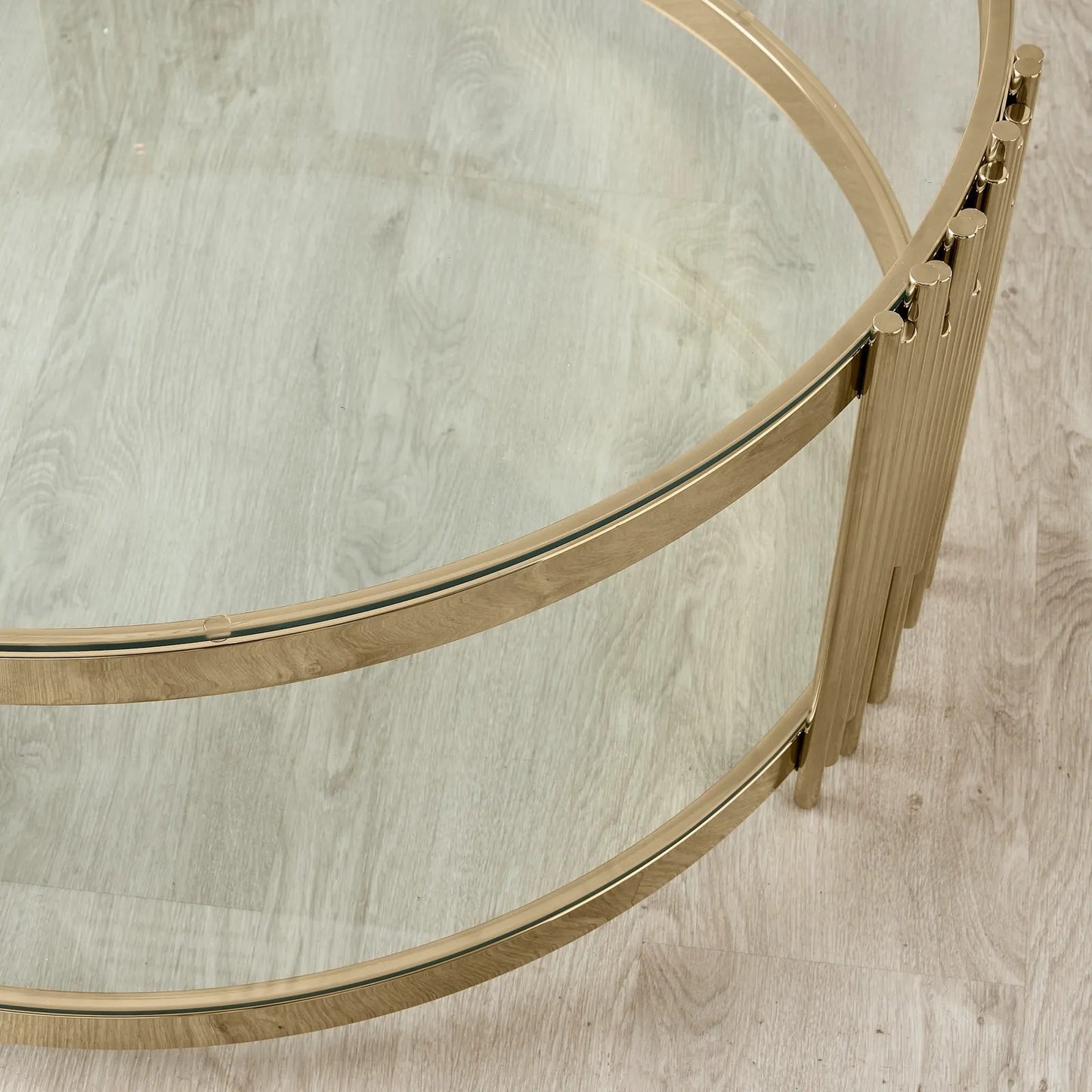 Stainless Steel and Glass Coffee Table Gold 102x46 cm