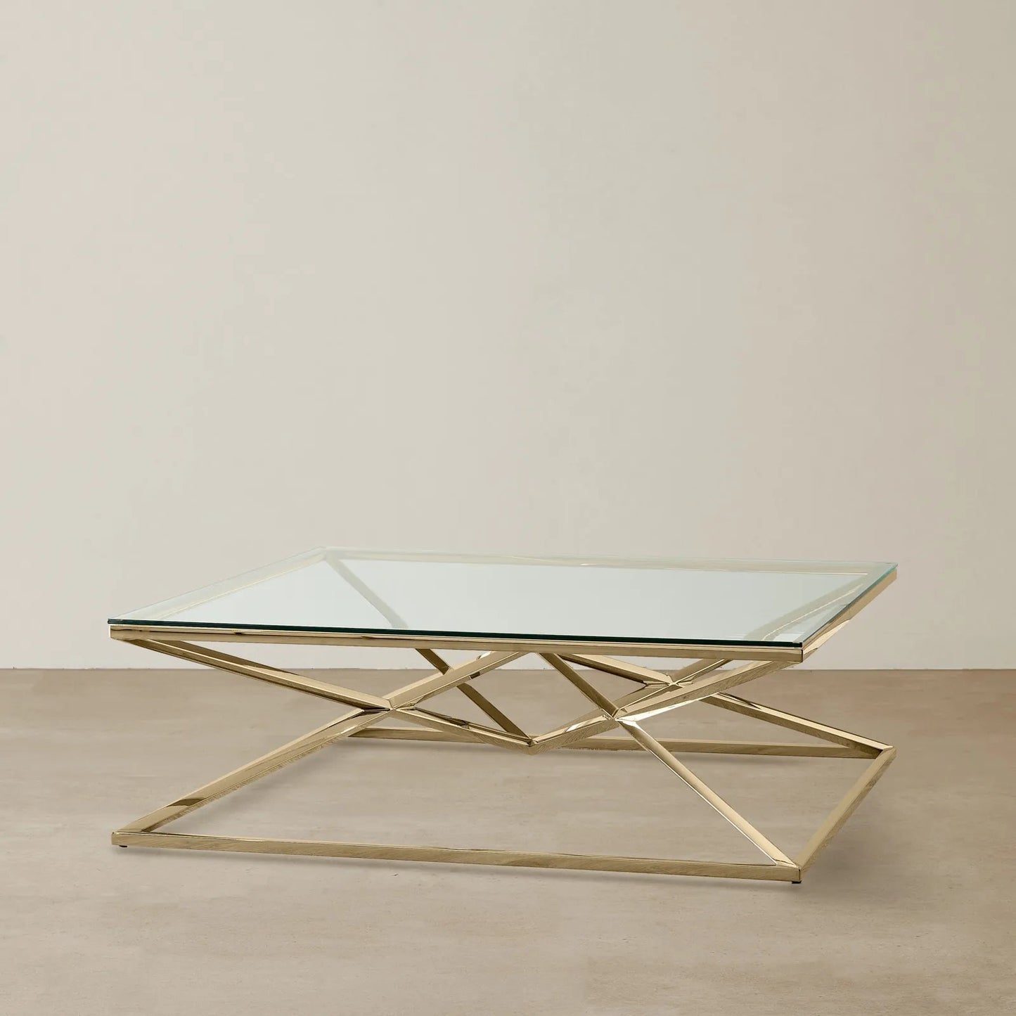 Stainless Steel and Glass Coffee Table Gold 107x35 cm