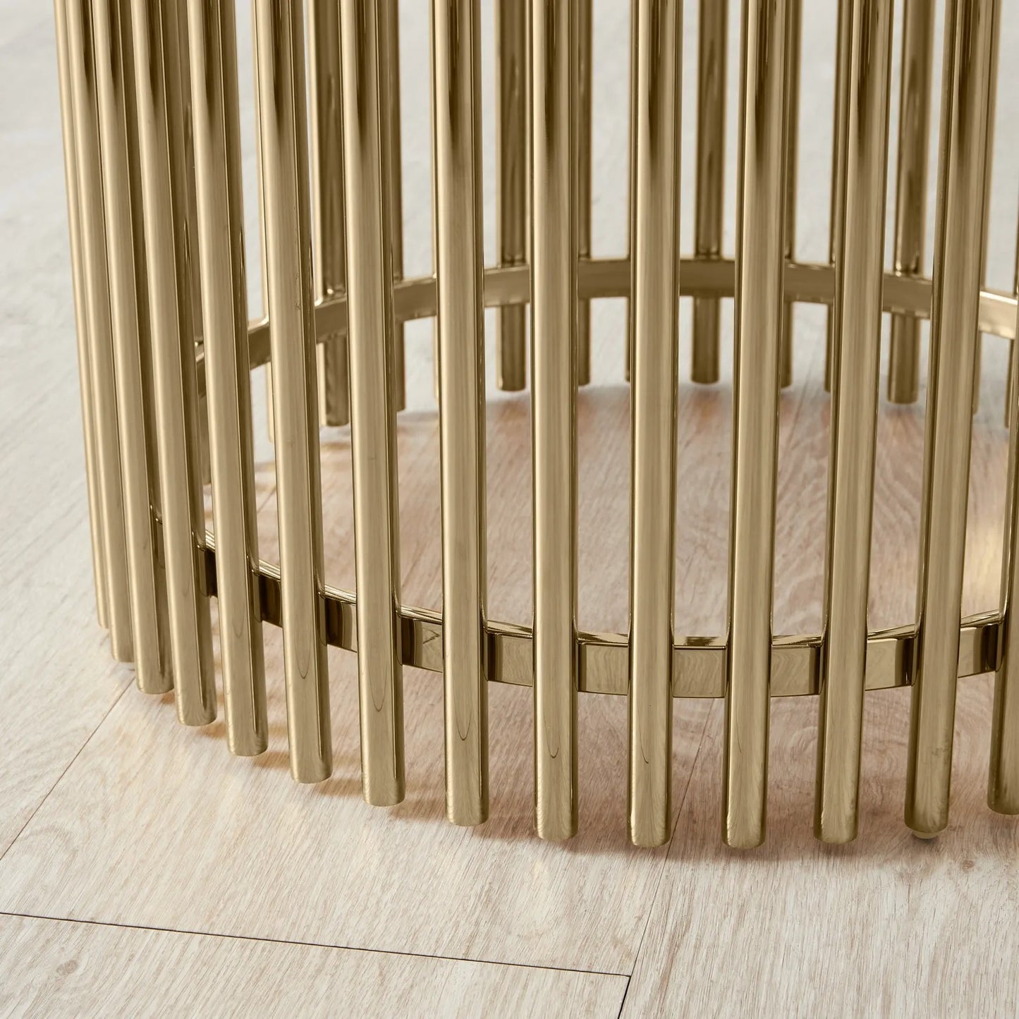 Stainless Steel and Marble Side Table Gold 50x52 cm