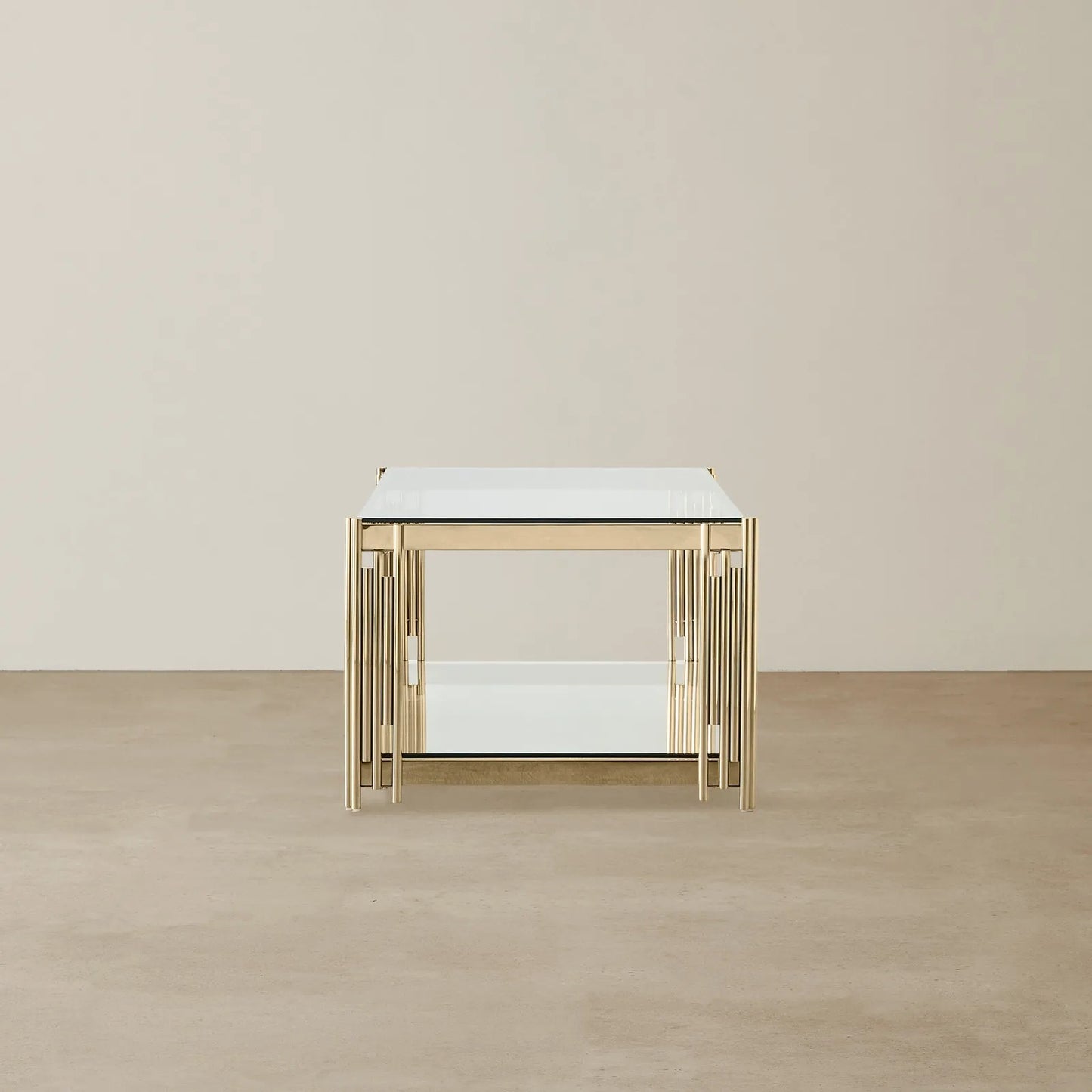 Stainless Steel and Glass Coffee Table Gold 120x60x45 cm