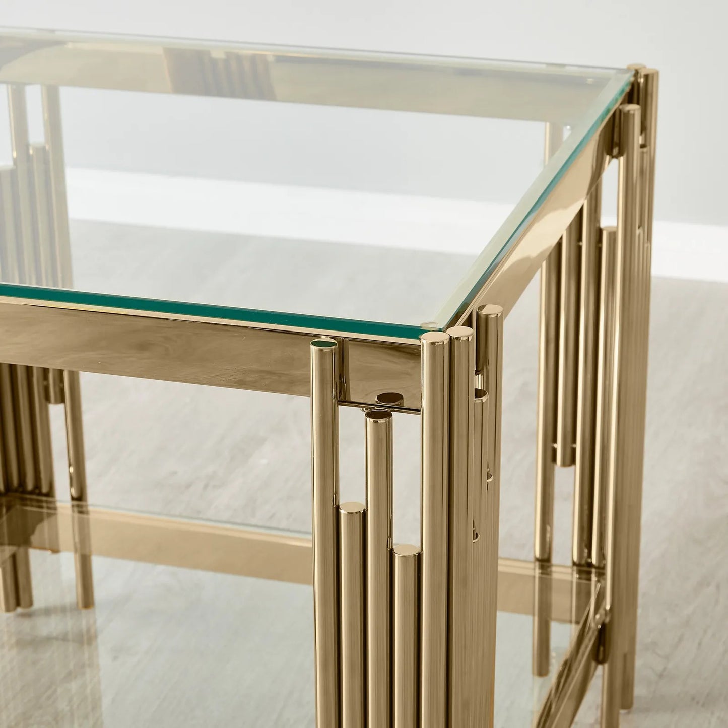 Stainless Steel and Glass Side Table Gold 55x55x55 cm