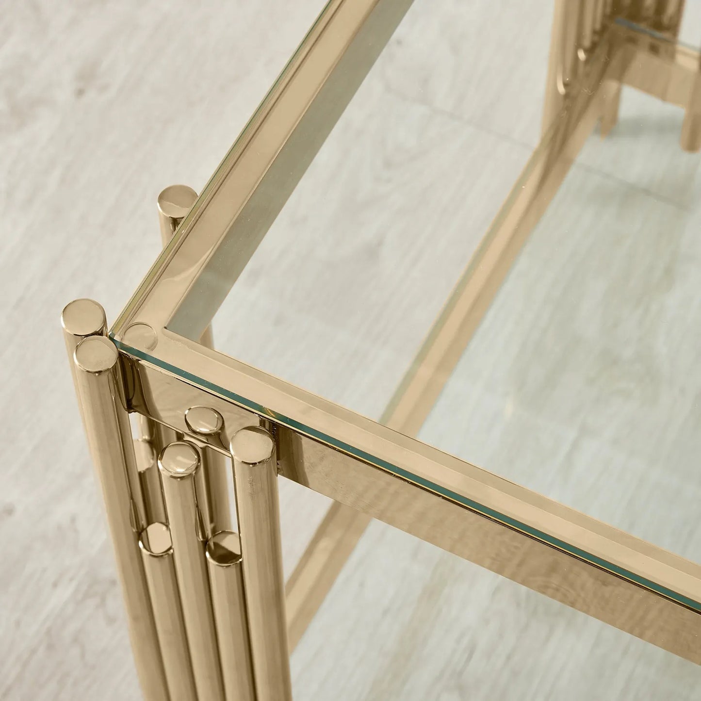 Stainless Steel and Glass Side Table Gold 55x55x55 cm
