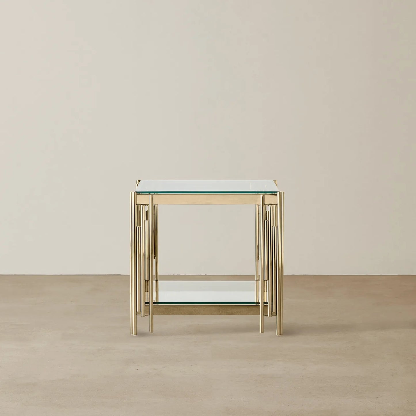Stainless Steel and Glass Side Table Gold 55x55x55 cm