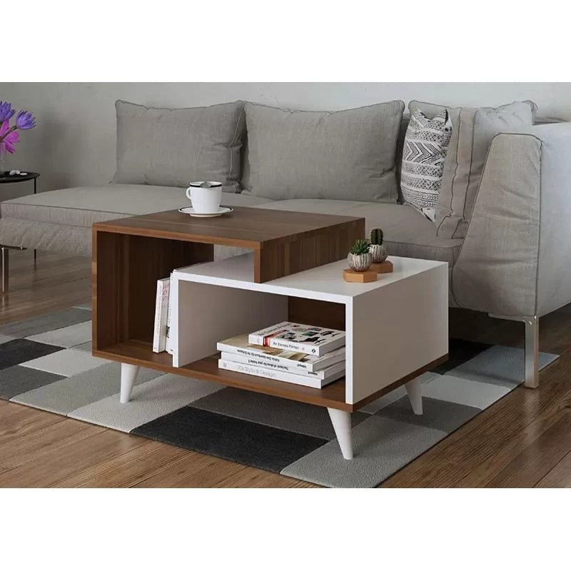 Modern White & Walnut Coffee table 100x50x50