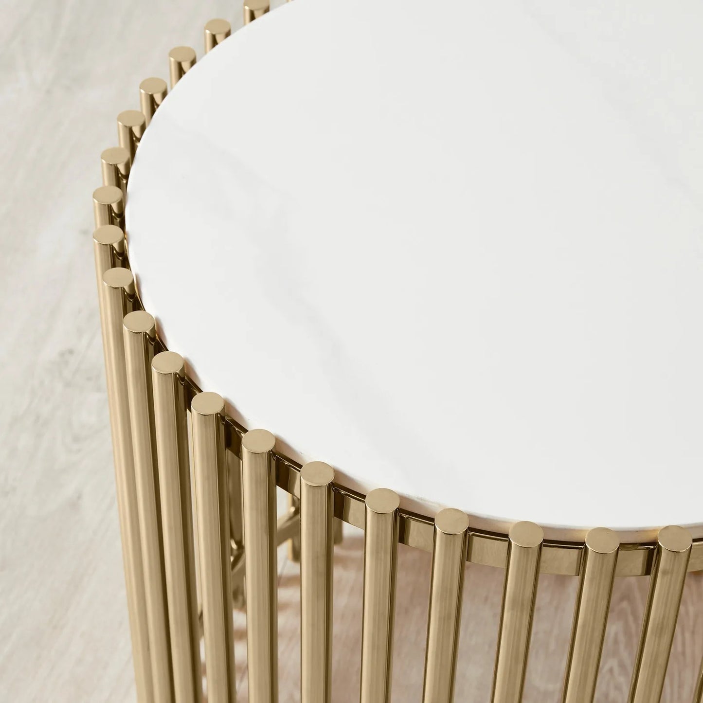 Stainless Steel and Marble Side Table Gold 50x52 cm