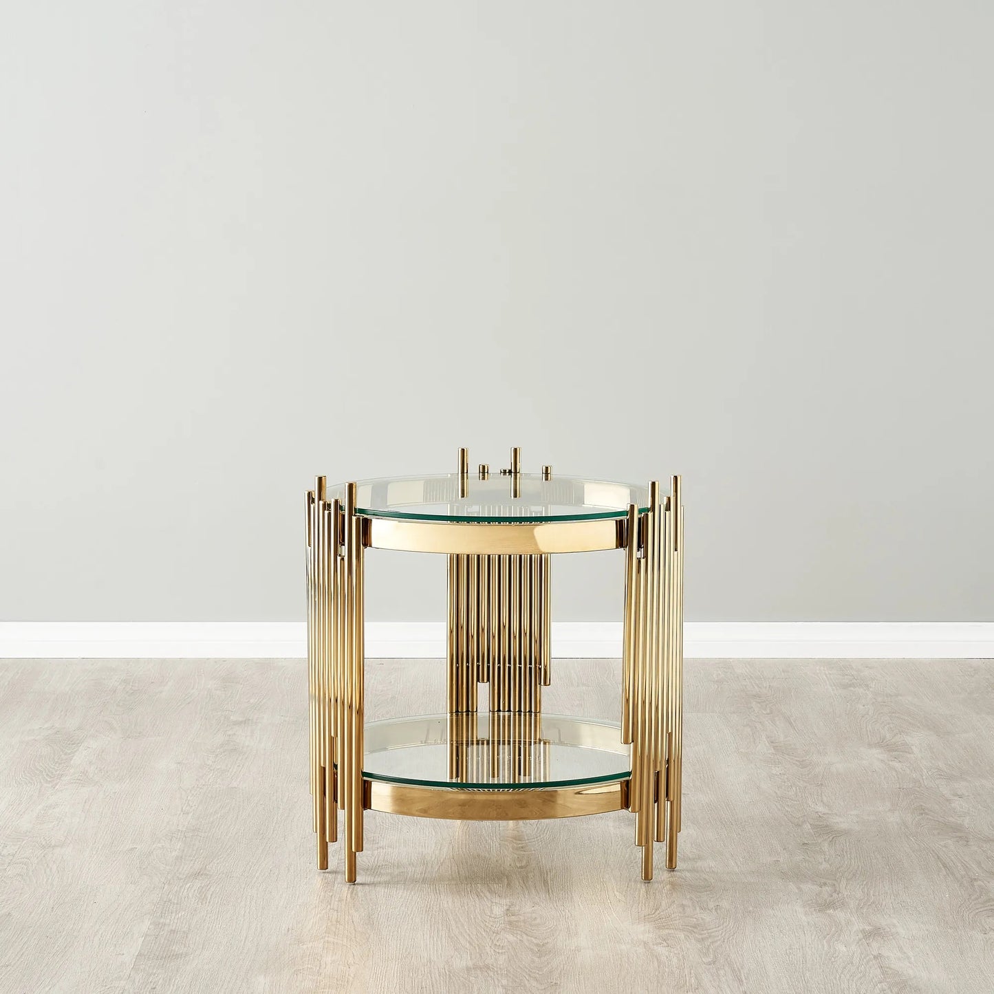 Stainless Steel and Glass Side Table Gold 50x55 cm