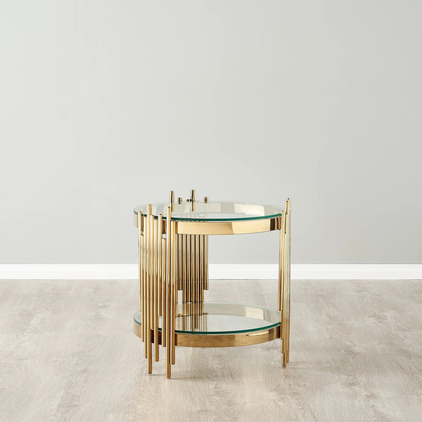 Stainless Steel and Glass Side Table Gold 50x55 cm