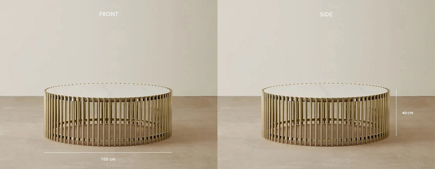 Stainless Steel and Marble Coffee Table Gold 100x40 cm