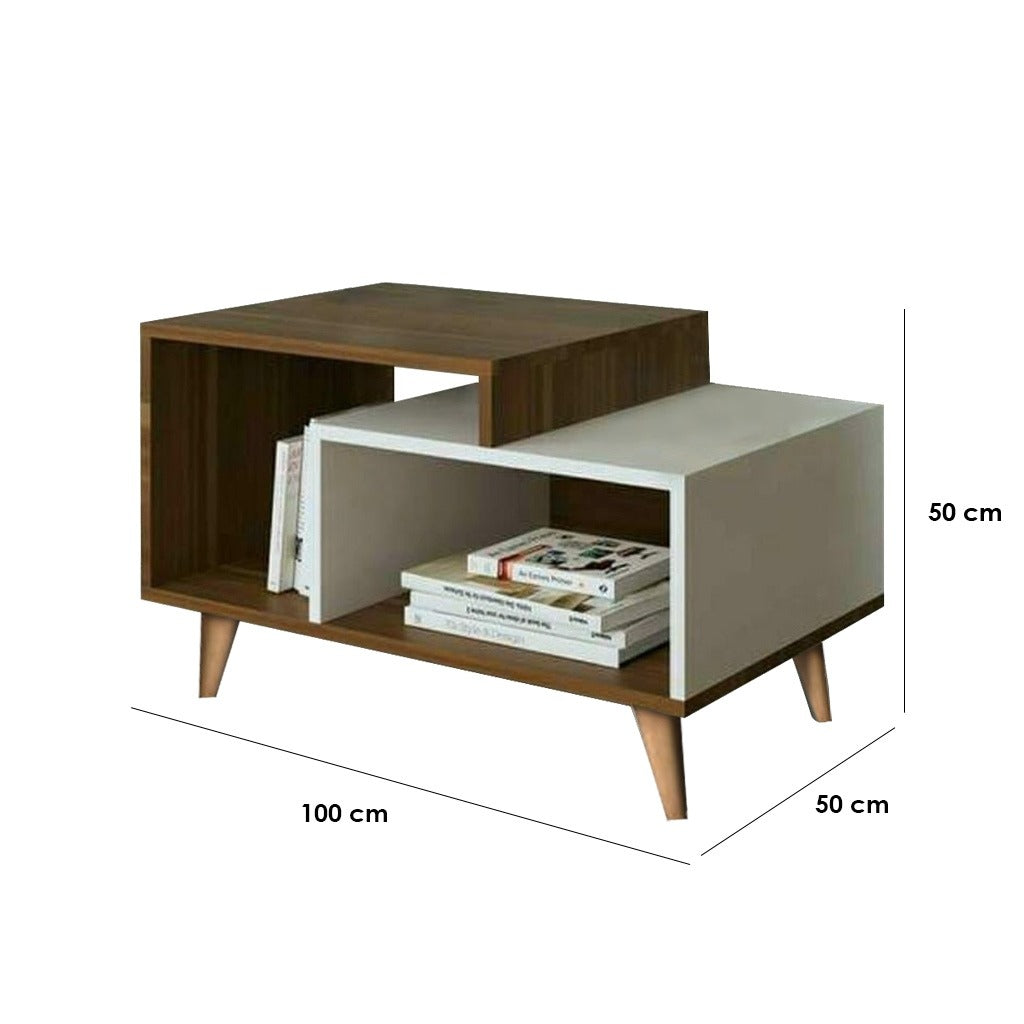 Modern White & Walnut Coffee table 100x50x50