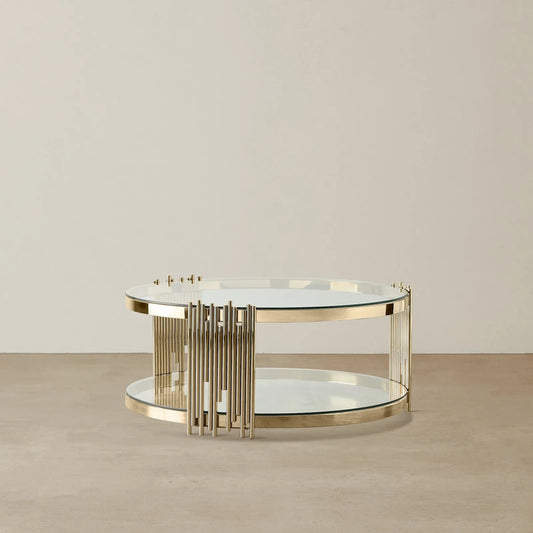 Stainless Steel and Glass Coffee Table Gold 102x46 cm