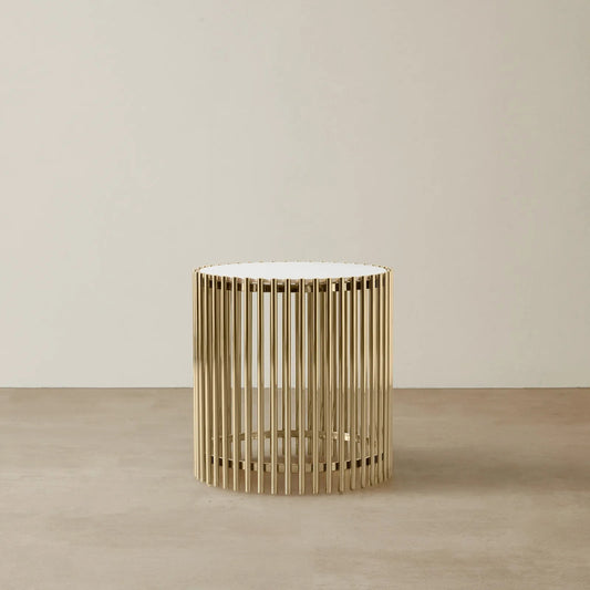 Stainless Steel and Marble Side Table Gold 50x52 cm