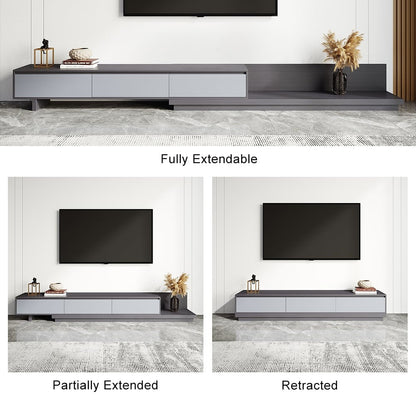 Modern Grey and White Extendable TV Table with 3 Drawers 180x40x35 cm