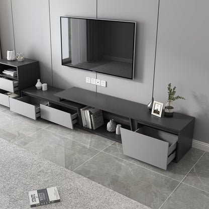 Modern Grey and White Extendable Tv Table with 3 Drawers