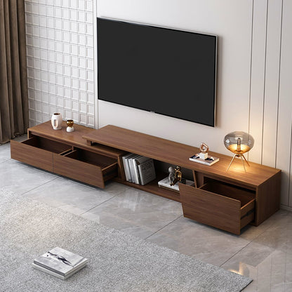 Modern Walnut Extendable Tv Table with 3 Drawers