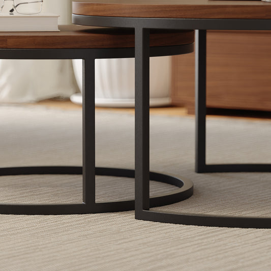 Steel Round Nesting Coffee Table 80x40 cm l 60x34 cm