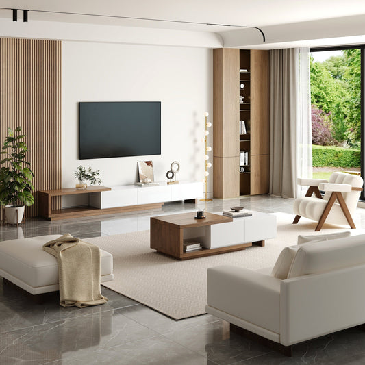 Modern ExtendableTV Table & Coffee Table - 2 Pieces - Set