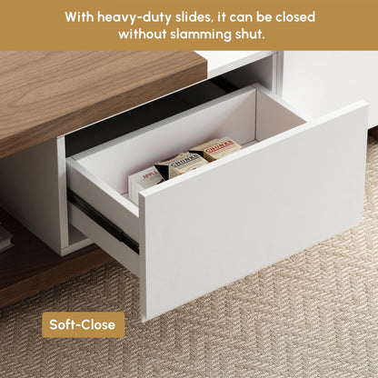 Modern Walnut Extendable Coffee Table with 2 Drawers 120x60x41 cm
