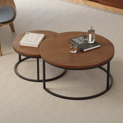 Steel Round Nesting Coffee Table 80x40 cm l 60x34 cm