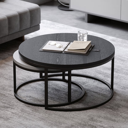 Steel Round Nesting Coffee Table 80x40 cm l 60x34 cm