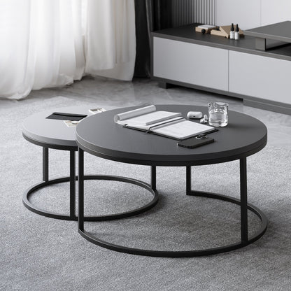Steel Round Nesting Coffee Table 80x40 cm l 60x34 cm