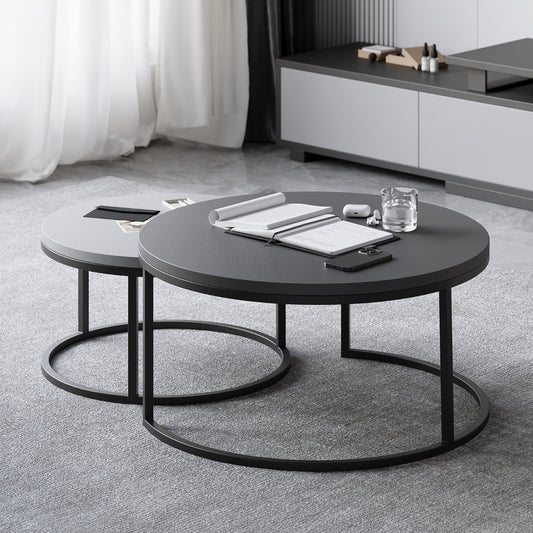 Steel Round Nesting Coffee Table 80x40 cm l 60x34 cm