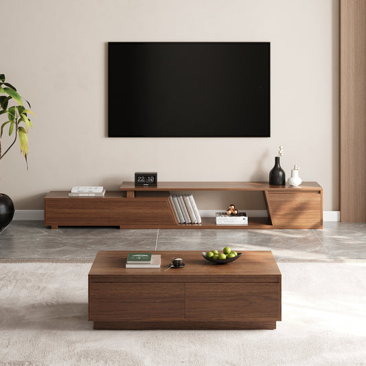 Modern Walnut TV Table & Coffee Table - 2 Pieces - Set