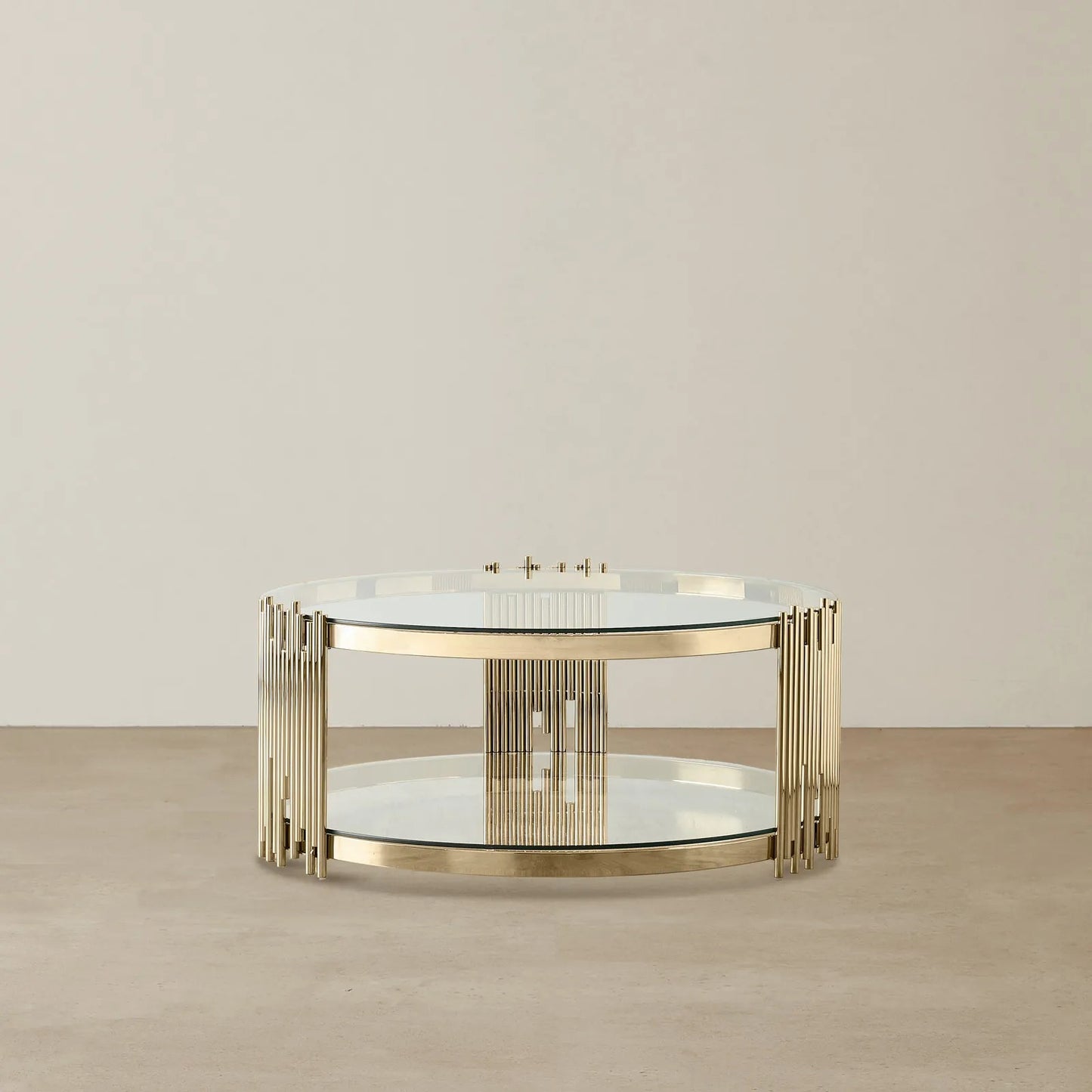 Stainless Steel and Glass Coffee Table Gold 102x46 cm