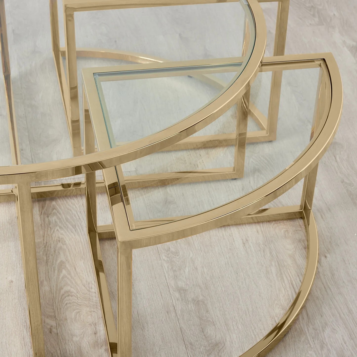 Stainless Steel and Glass Nesting Coffee Table Gold 100x45 cm